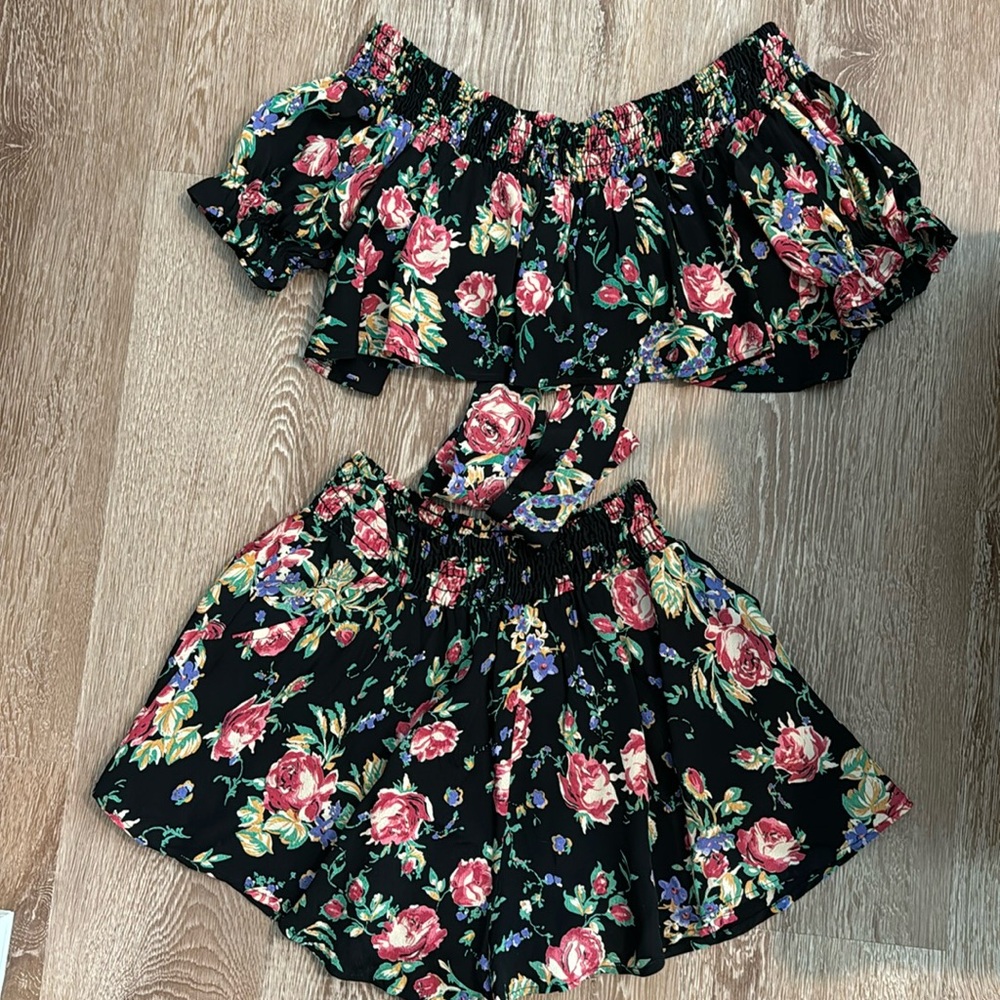 Free People Floral Crop and Short Set